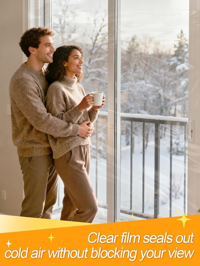 Bigmeta 87×236in Window Insulation for Winter - Fits Sliding Door French Door Clear Heat Shrink Plastic for Winterizing, Cuttable Large Window Film with Tape for Indoor Easy Installation - Image 5